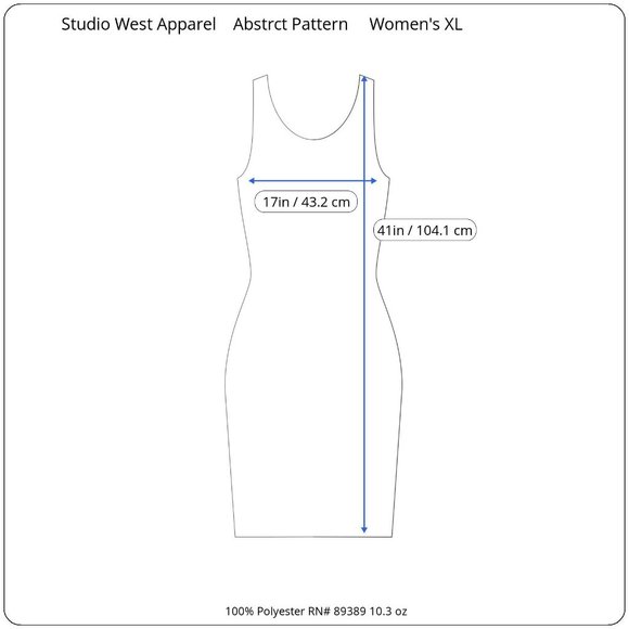 Studio West Apparel Sleeveless Maxi Dress Abstract Pattern Brown Blue Size XL - Picture 5 of 5